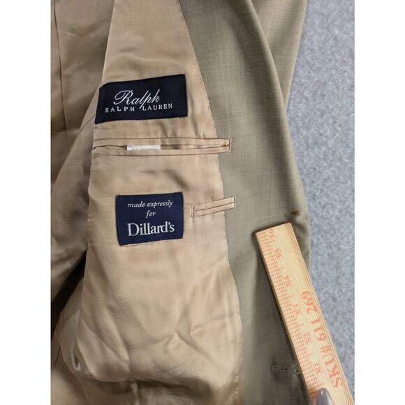 Ralph Ralph Lauren Dillard's Blazer‎ Men Size 44R Beige 100% Wool Sport Coat - Picture 11 of 15